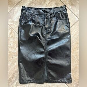 H&M Shiny Black Pencil Skirt